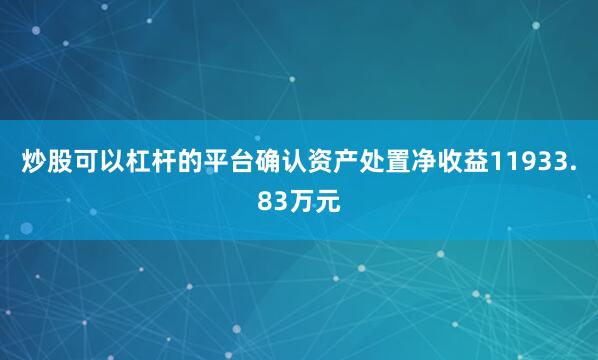 炒股可以杠杆的平台确认资产处置净收益11933.83万元